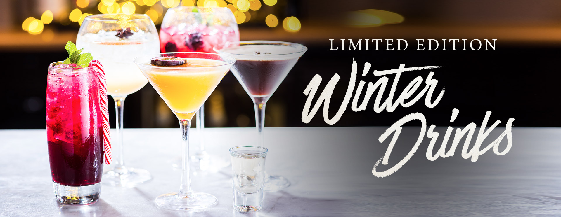 Winter cocktails and long drinks at The Encore